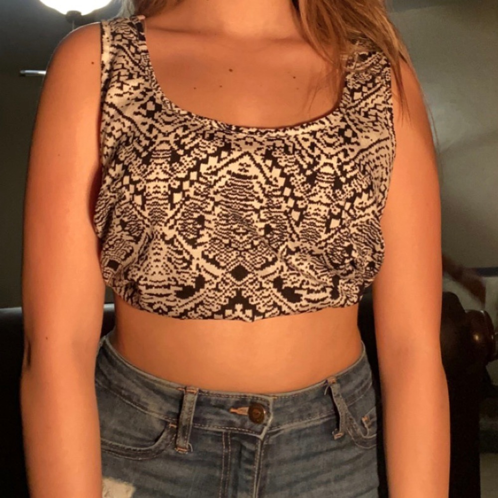 Black & Off-White Print Blouse